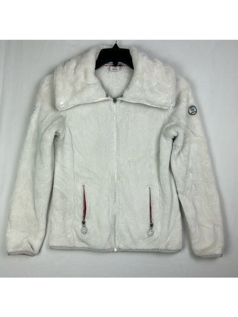 AIGLE White Fleece Full Zip Jacket size 36 US Women's Small outdoor gorpcore